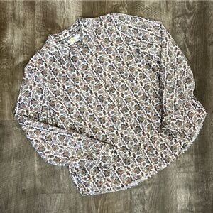 Boden Paisley Button-Down Shirt in White, Brown, Blue